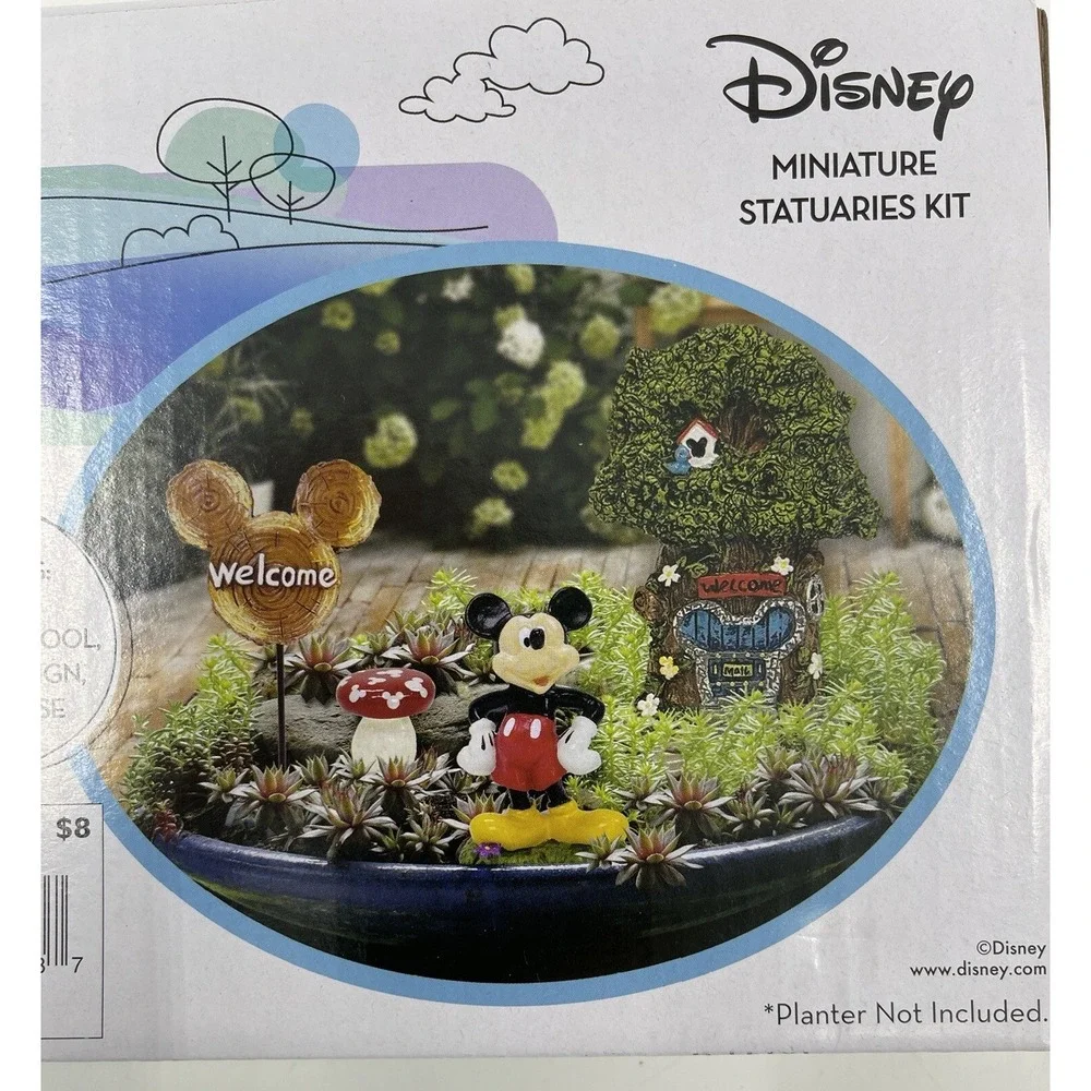 Disney Mickey Mouse Fairy Garden Miniature Statuaries Kit 4 Pc New in Box‎ NIB